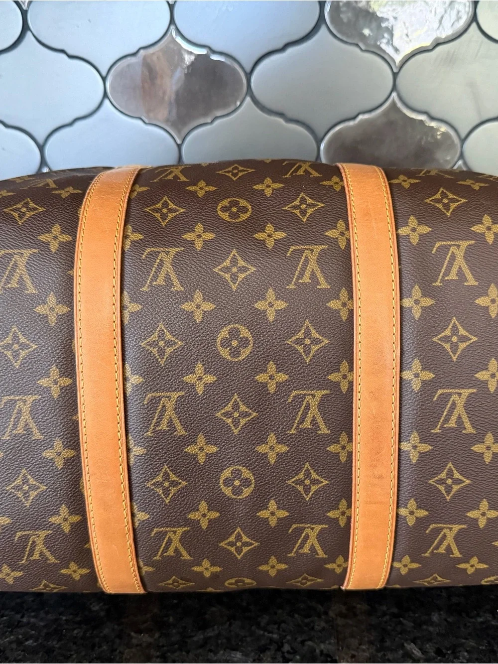 Louis Vuitton Monogram Canvas Duffel with Tan Leather Trim